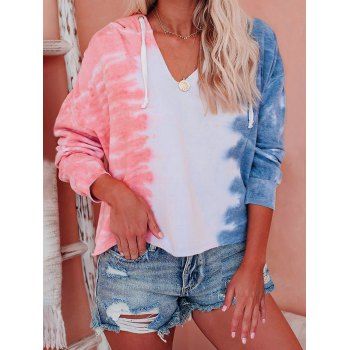 

Colored Tie Dye Hoodie Drop Shoulder Long Sleeve Sweatshirt With Hood, Multicolor