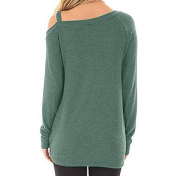 Heather T Shirt Skew Neck T Shirt Twisted Long Sleeve Casual Tee