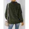 Sweat-shirt Décontracté Croisé Fourré en Couleur Unie à Manches Longues - Vert profond S