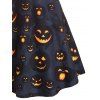 Robe Mi-Longue Gothique D'Halloween Motif de Citrouille à Taille Haute - Noir M