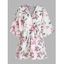 Mini Robe Ligne A Superposée Fleurie à Manches Larges à Col Plongeant - Rose clair M