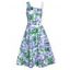 Colored Floral Dress Vacation Dress Skew Neck Slit High Waisted A Line Mini Dress - PURPLE S