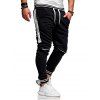 Pantalon de Survêtement de Sport Jointif à Imprimé Rayure Contrastée à Cordon - Noir M