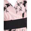 Mini Robe de Soirée Ligne A Superposée Fleur Papillon Brodée à Taille Haute - Rose clair S
