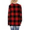 Plaid Print Twisted T Shirt Long Sleeve V Neck Casual Tee - RED M