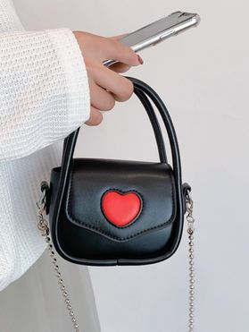 Heart Pattern PU Chain Handbag Crossbody Bag