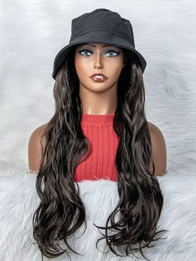 20 Inch Long Body Wave Heat Resistance Synthetic Wig With Bucket Hat