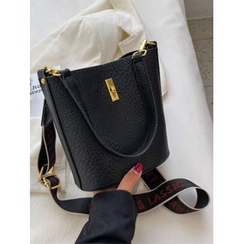 

PU Textured Square Shoulder Bag Handbag, Black