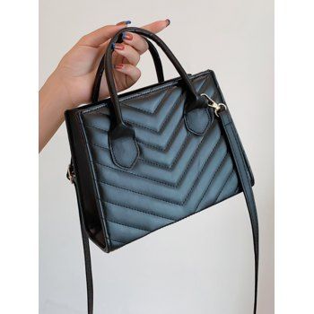 

PU Topstitching Solid Color Shoulder Bag Crossbody Bag, Black
