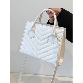 

PU Topstitching Solid Color Shoulder Bag Crossbody Bag, White
