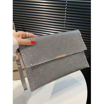 

Sequined Square Magnetic Closure Elegance Handbag, Silver