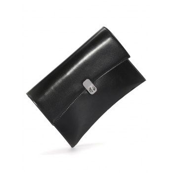 

PU Solid Color Twist Lock Square Clutch Bag, Black