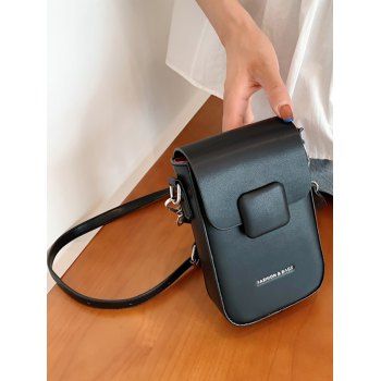 

PU Solid Color Magnetic Closure Square Crossbody Bag, Black