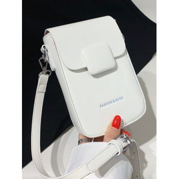 

PU Solid Color Magnetic Closure Square Crossbody Bag, White