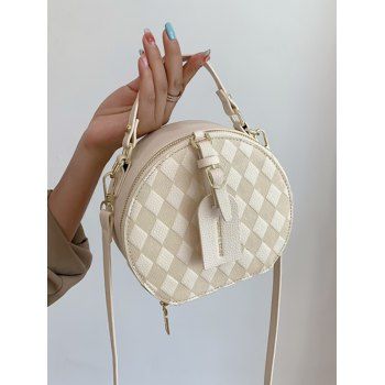 

Argyle Textured PU Adjustable Straps Crossbody Bag, Warm white