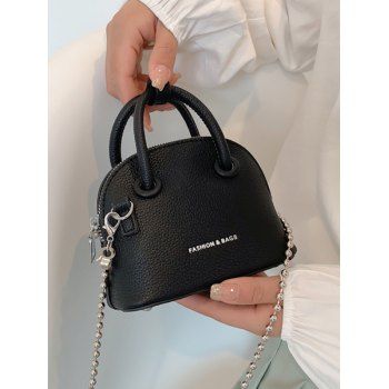 

Letter Pattern Textured PU Handbag Crossbody Bag, Black