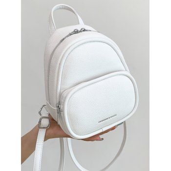 

Litchi Grain Embossed Solid Color PU Backpack, White