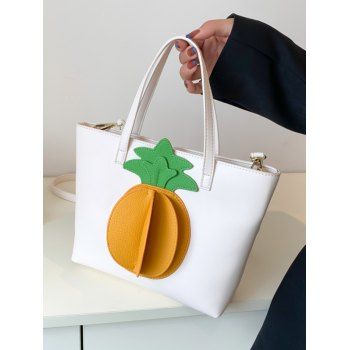 

Pineapple Colorblock Magneti Closure Handbag Crossbody PU Bag, White