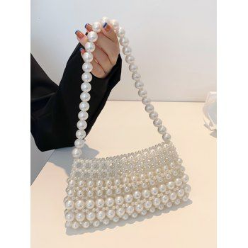 

Faux Pearl Elegance Shoulder Bag, White