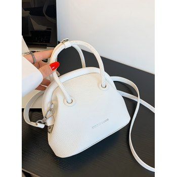 

Solid Color Litchi Grain Embossed PU Handbag Crossbody Bag, White
