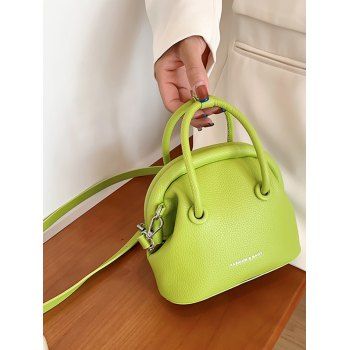 

Solid Color Litchi Grain Embossed PU Handbag Crossbody Bag, Salad green
