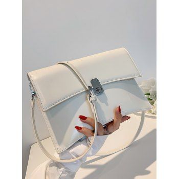 

Adjustable Strap PU Crossbody Bag, White