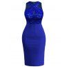 Sparkly Sequins Party Dress Back Slit Crossover Neck Bodycon Dress - BLUE XXL