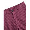 Pantalon Décontracté Long Rayé Imprimé Zippé avec Poches - Rouge M