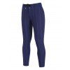 Pantalon Décontracté Zippé Long Rayé Imprimé avec Poches - Bleu profond XL
