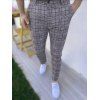 Pantalon Décontracté Long à Carreaux Imprimé à Braguette Zippée - Gris XL