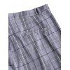 Pantalon Décontracté Long à Carreaux Imprimé à Braguette Zippée - Gris XL