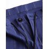 Pantalon Décontracté Zippé Long Rayé Imprimé avec Poches - Bleu profond XL