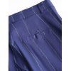 Pantalon Décontracté Zippé Long Rayé Imprimé avec Poches - Bleu profond M