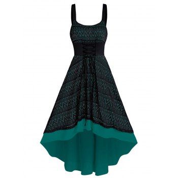 Dress With Geometric Lace Overlay