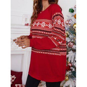 Christmas Elk Snowflake Pattern Knit Sweatshirt Raglan Sleeve Knitted Sweatshirt