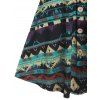 Robe Ligne A Ethnique Motif Tribal sans Manches Boutonnée à Volants avec Nœud Papillon - multicolor XL
