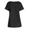 Ethnic Style T Shirt Flower Printed Notched Ralgan Sleeve Casual Tee - BLACK 3XL