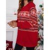 Christmas Elk Snowflake Pattern Knit Sweatshirt Raglan Sleeve Knitted Sweatshirt - RED S