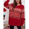 Christmas Elk Snowflake Pattern Knit Sweatshirt Raglan Sleeve Knitted Sweatshirt - RED S