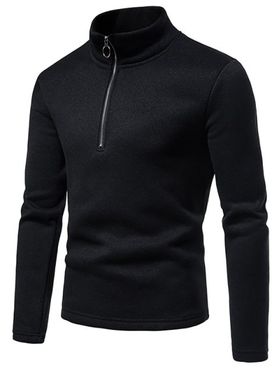 O Ring A Quarter Zip Flocking Liner Sweatshirt Stand Collar Solid Color Casual Sweatshirt