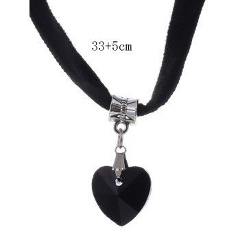Gothic Choker Velour Heart Pendant Necklace