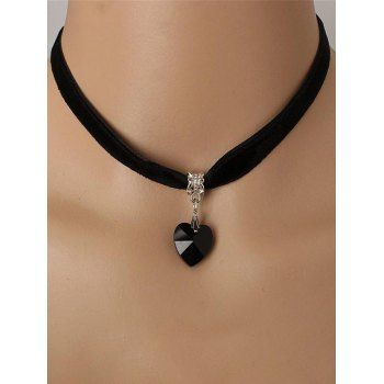 Fashion Women Gothic Choker Velour Heart Pendant Necklace Jewelry Online Black