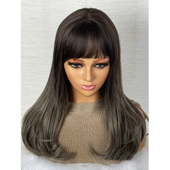 

20 Inch Long Ombre Full Bang Wavy Heat Resistance Synthetic Wig, Multicolor a