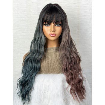 

Long Full Bang Mix Color Wavy Heat Resistant Synthetic Wig, Multicolor a