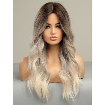 

Long Ombre Body Wave Middle Part Capless Synthetic Wig, Multicolor a