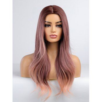 

Middle Part Long Ombre Natural Straight Capless Synthetic Party Wig, Lipstick pink