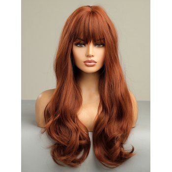 Long Full Bang Wavy Capless Synthetic Party Wig