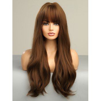 

Long Full Bang Natural Straight Capless Synthetic Wig, Brown