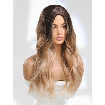 

Long Ombre Middle Part Wavy Heat Resistant Synthetic Wig, Multicolor a