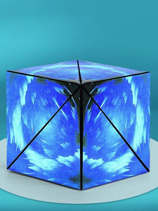 Cube de Nuit Puzzle 3D Motif Etoiles Dorées avec Ruffled Jouet Décompression - Bleu 